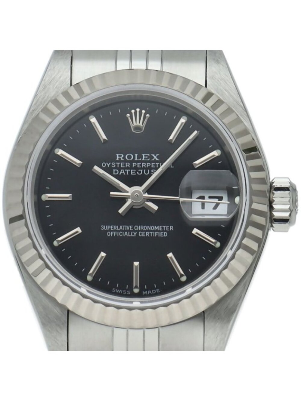 Rolex Datejust Watch 18k White Gold SS Black